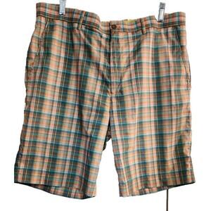 Louis Raphael Golf Shorts Mens Size 36 Green/Peach Plaid